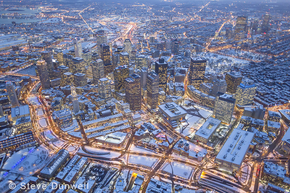 Aerial photo of the week Boston winter evening lights Above and Beyond
